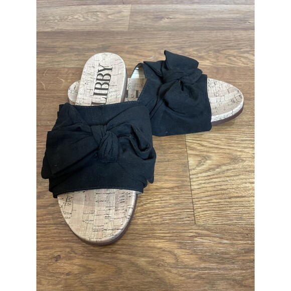 Sam & Libby Black Velvet Bow Cork Slide Sandals - Picture 7 of 7